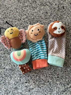 Peanutshell Baby Wrist Rattles and Foot Sock Set
